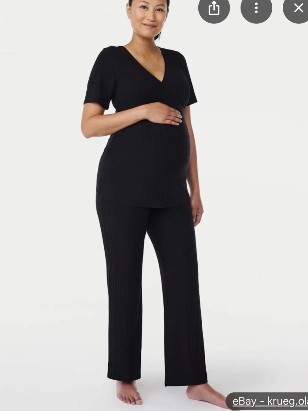 Two joyspun Maternity Short Sleeve nursing Top & Pants Pajama Set